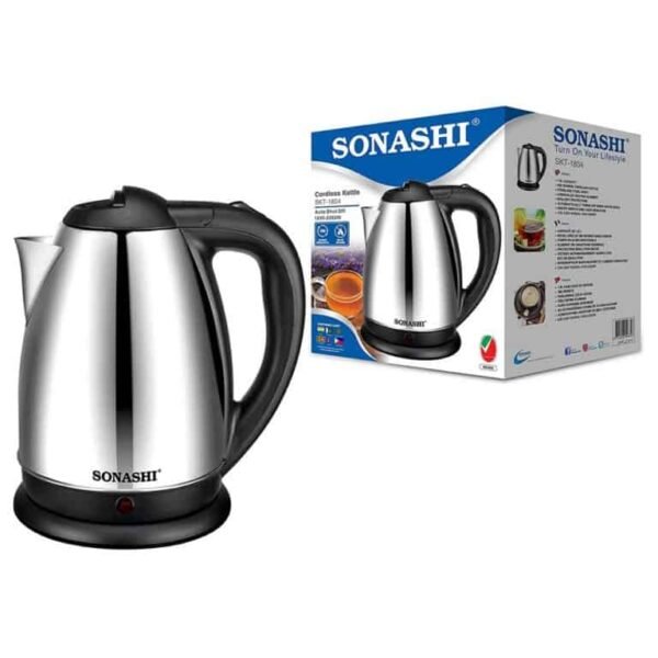Bouilloire Electrique Sans Fil en Inox 1.8L 2200W Sonashi SKT-1804 – Image 2